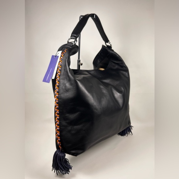 Rebecca Minkoff Chase Large Hobo Black Leather Women's Shoulder Bag Fringe - Picture 2 of 13